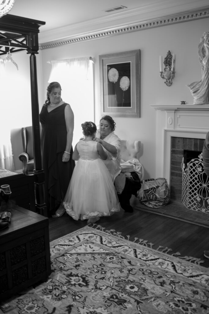 Bride and flower girl