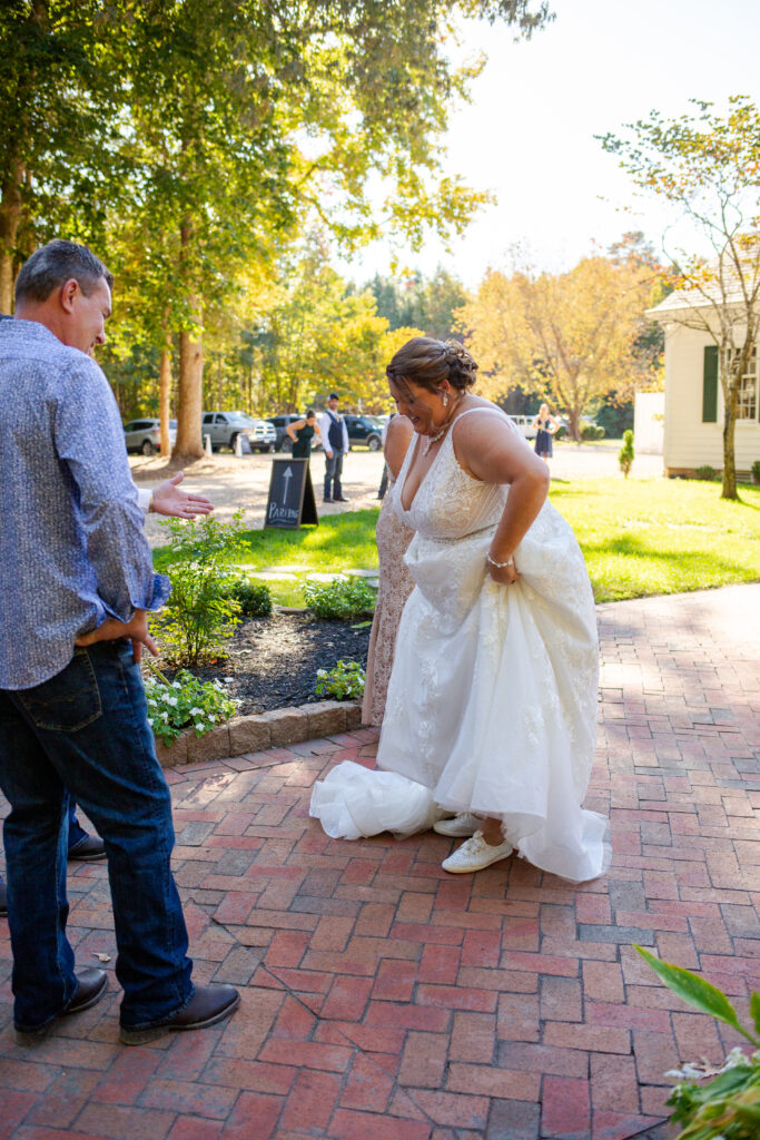 Bride's first look with father and step father
