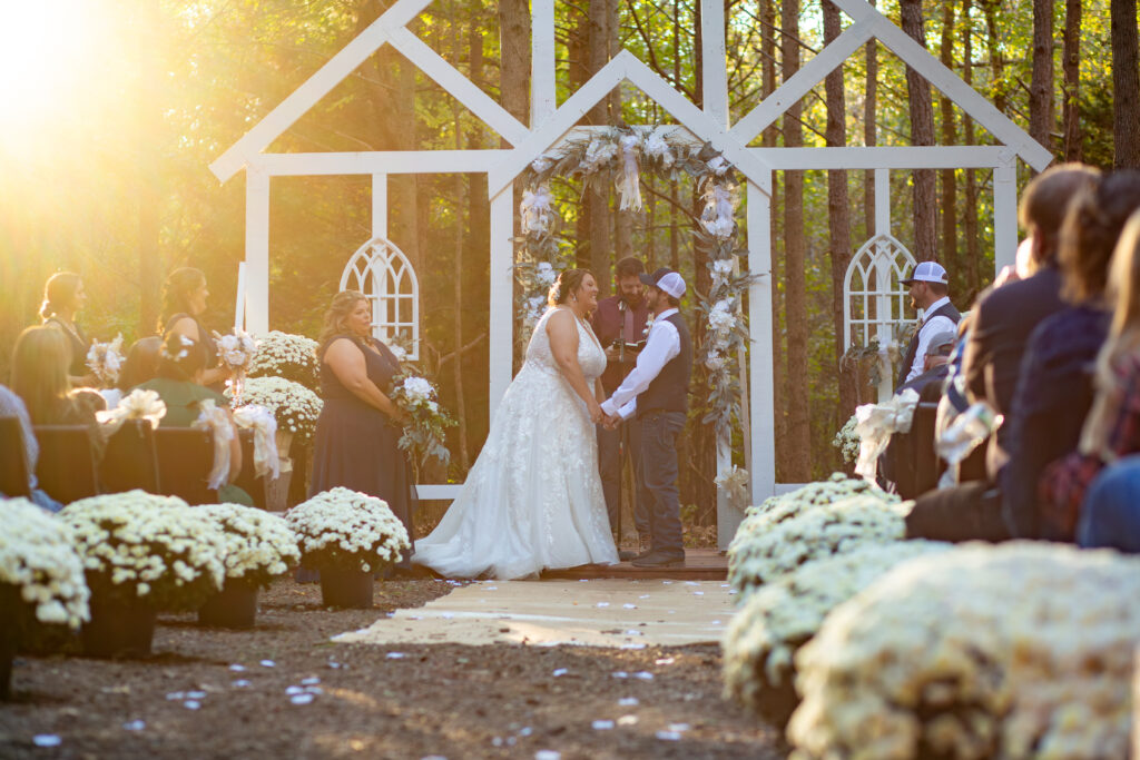 Bride and groom at the alter