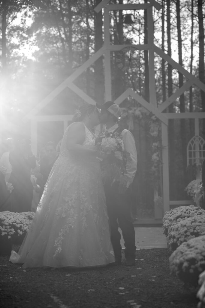 Bride and groom at the alter