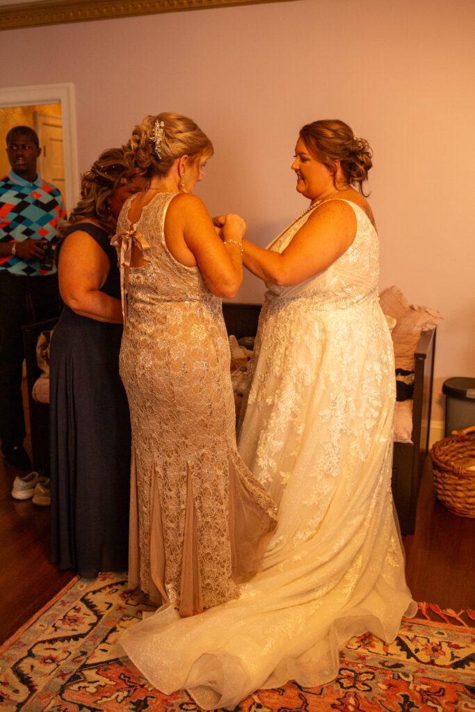 Bride and party getting ready